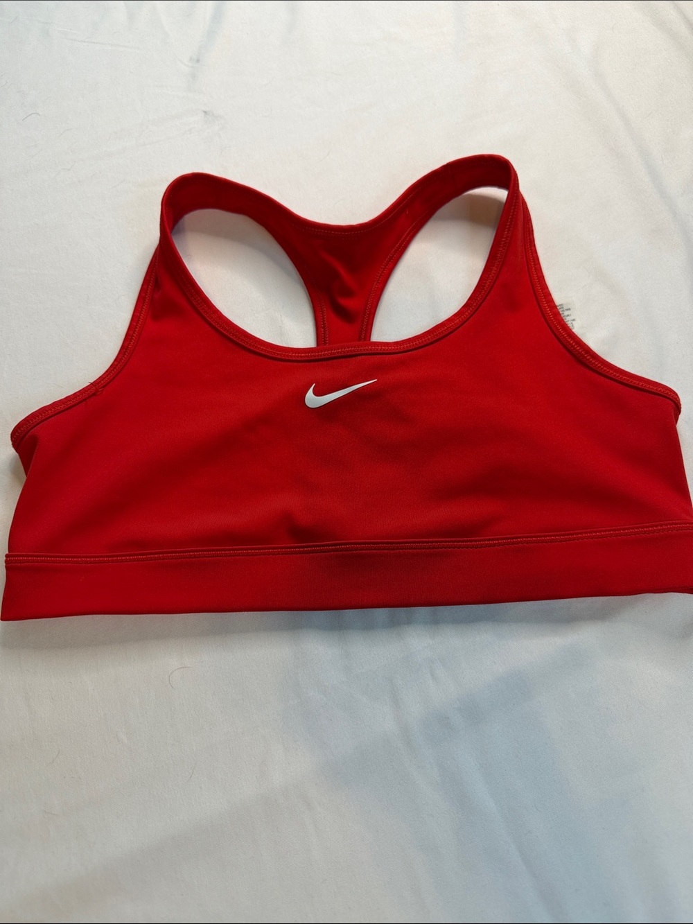 Nike Red Racerback Sports Bra with White Swoosh